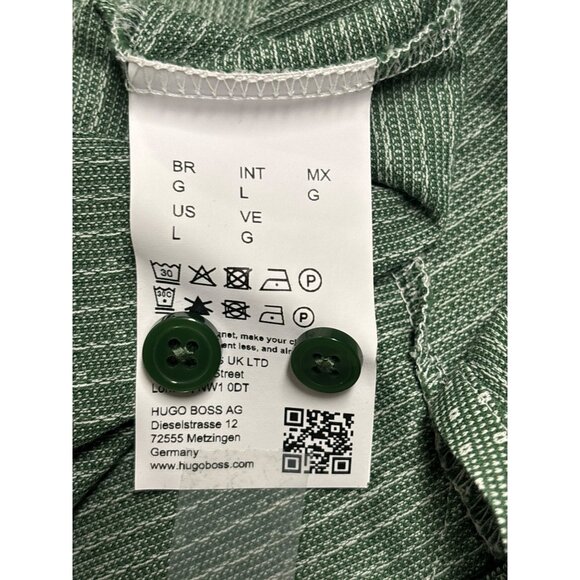 Hugo Boss Slim Fit Mens Green Button-Down Shirt W/ Micro Dot Pattern Long-Sleeve - Picture 6 of 8
